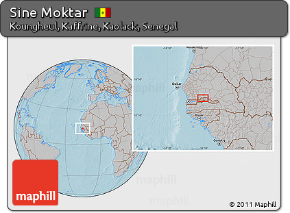 Gray Location Map of Sine Moktar, hill shading