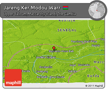 Physical Panoramic Map of Jareng Ker Modou Warr