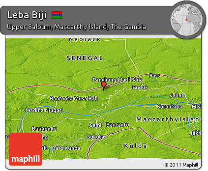 Physical Panoramic Map of Leba Biji