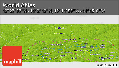 Physical Panoramic Map of the Area around 13° 44' 54" N, 15° 13' 29" W