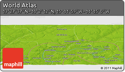 Physical Panoramic Map of the Area around 13° 44' 54" N, 15° 13' 29" W