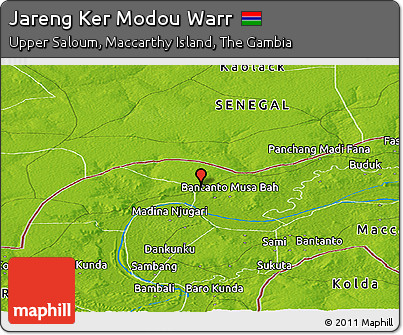 Physical Panoramic Map of Jareng Ker Modou Warr