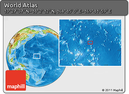 Physical Location Map of the Area around 13° 44' 54" N, 169° 13' 29" E