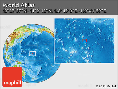 Physical Location Map of the Area around 13° 44' 54" N, 169° 13' 29" E