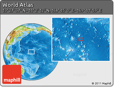 Physical Location Map of the Area around 13° 44' 54" N, 169° 13' 29" E