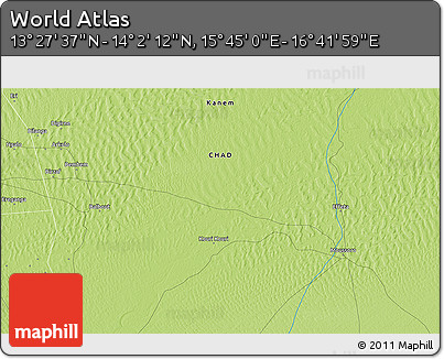 Physical 3D Map of the Area around 13° 44' 54" N, 16° 13' 30" E