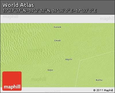 Physical 3D Map of the Area around 13° 44' 54" N, 17° 4' 30" E