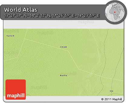 Physical 3D Map of the Area around 13° 44' 54" N, 17° 55' 29" E