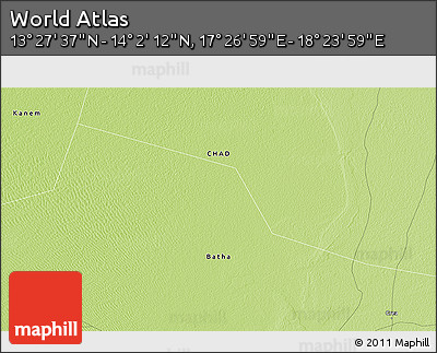 Physical 3D Map of the Area around 13° 44' 54" N, 17° 55' 29" E