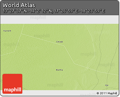 Physical 3D Map of the Area around 13° 44' 54" N, 17° 55' 29" E