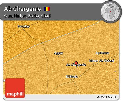 Political 3D Map of Ab Charganie