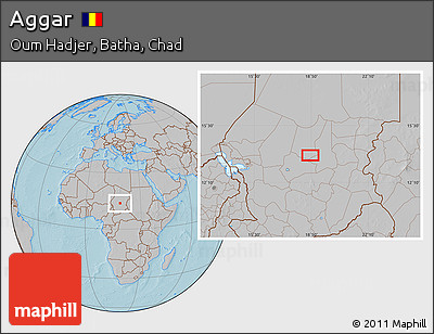 Gray Location Map of Aggar, hill shading