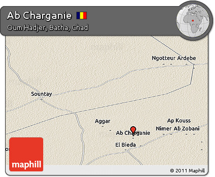Shaded Relief Panoramic Map of Ab Charganie
