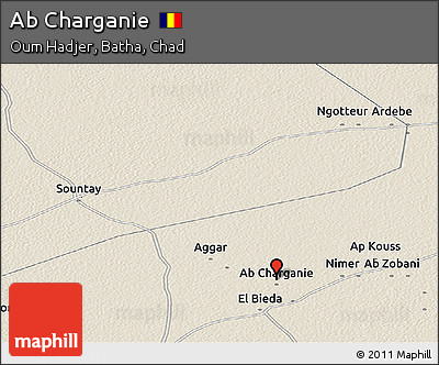 Shaded Relief Panoramic Map of Ab Charganie