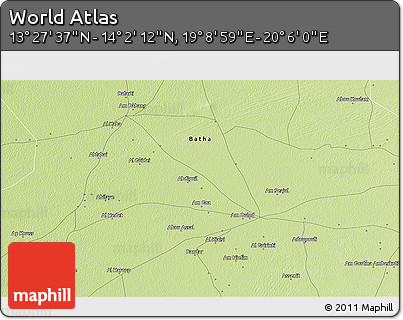 Physical 3D Map of the Area around 13° 44' 54" N, 19° 37' 30" E