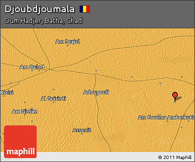 Political 3D Map of Djoubdjoumala