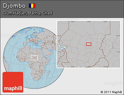 Gray Location Map of Djombo, hill shading