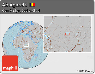 Gray Location Map of Ab Agaridé, hill shading
