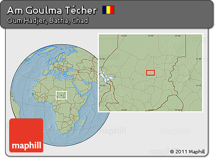 Savanna Style Location Map of Am Goulma Técher, hill shading