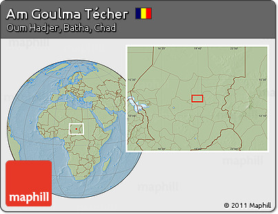 Savanna Style Location Map of Am Goulma Técher, hill shading