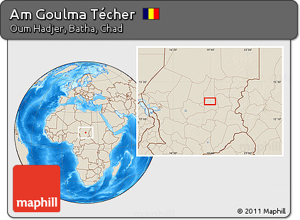 Shaded Relief Location Map of Am Goulma Técher