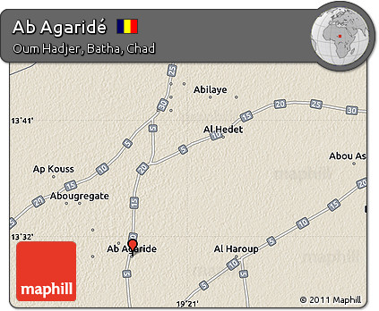 Shaded Relief Map of Ab Agaridé