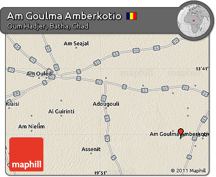 Shaded Relief Map of Am Goulma Amberkotio