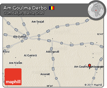 Shaded Relief Map of Am Goulma Derbo