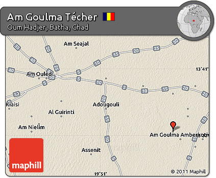 Shaded Relief Map of Am Goulma Técher