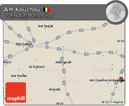 Shaded Relief Map of Am Kouchou