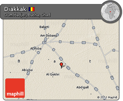 Shaded Relief Map of Diakkak