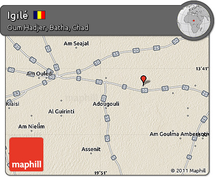 Shaded Relief Map of Igilé