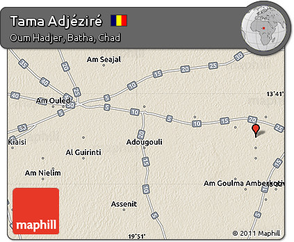Shaded Relief Map of Tama Adjéziré