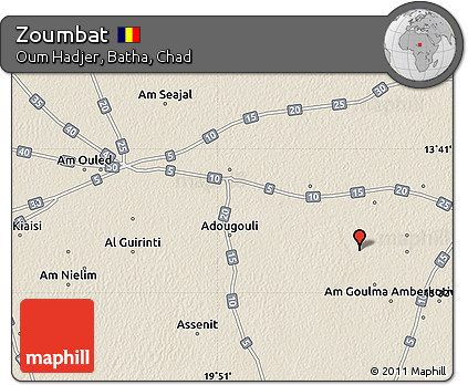 Shaded Relief Map of Zoumbat