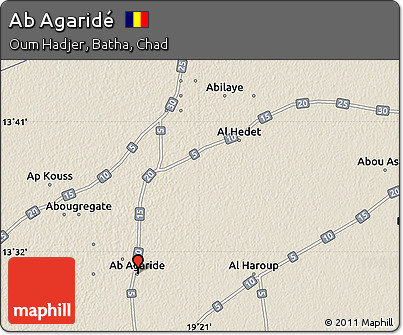 Shaded Relief Map of Ab Agaridé