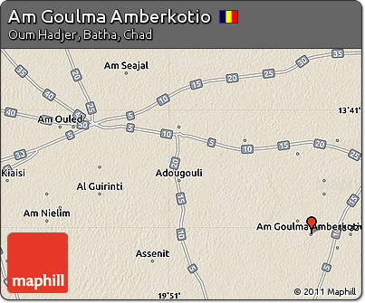 Shaded Relief Map of Am Goulma Amberkotio
