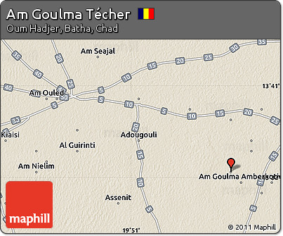 Shaded Relief Map of Am Goulma Técher