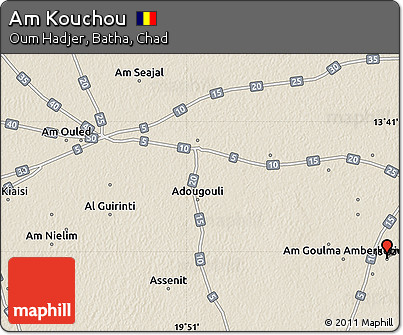 Shaded Relief Map of Am Kouchou