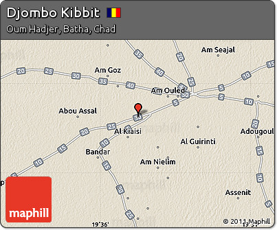 Shaded Relief Map of Djombo Kibbit