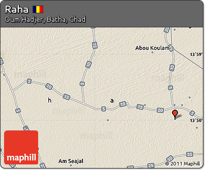 Shaded Relief Map of Raha