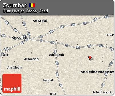 Shaded Relief Map of Zoumbat