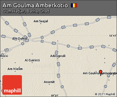 Shaded Relief Map of Am Goulma Amberkotio