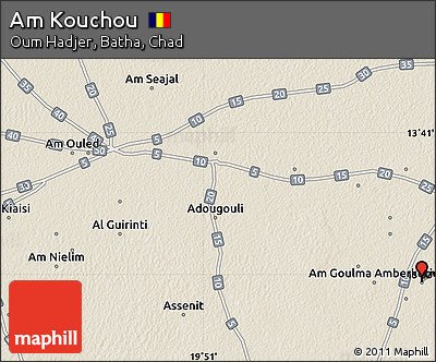 Shaded Relief Map of Am Kouchou