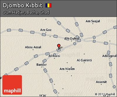 Shaded Relief Map of Djombo Kibbit