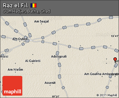 Shaded Relief Map of Raz El Fil