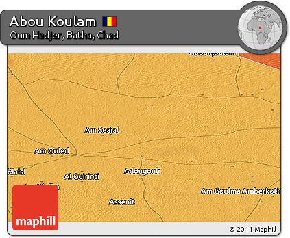 Political Panoramic Map of Abou Koulam