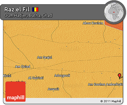 Political Panoramic Map of Raz El Fil