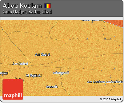 Political Panoramic Map of Abou Koulam