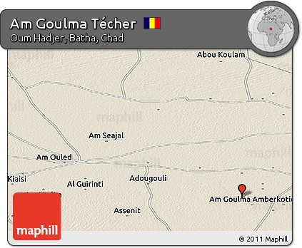 Shaded Relief Panoramic Map of Am Goulma Técher