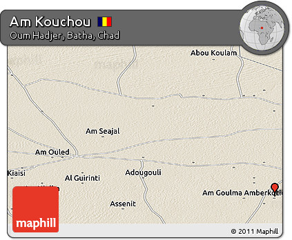 Shaded Relief Panoramic Map of Am Kouchou